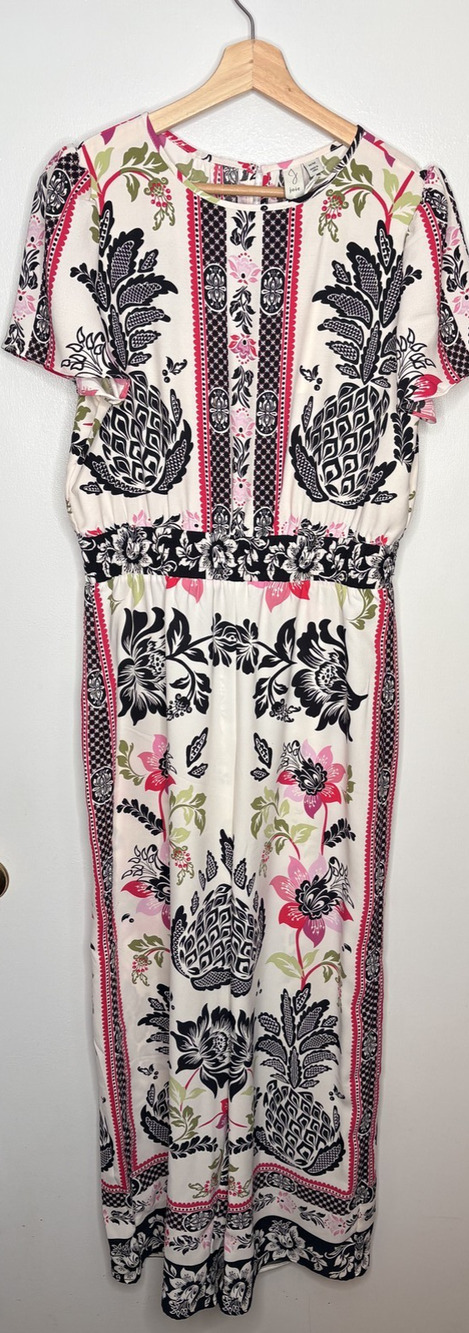 NWT Joie Women's Pineapple Floral Wide Leg Jumpsuit Size M